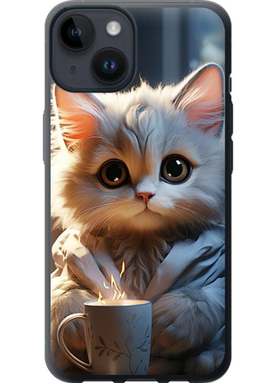 Чохол на iphone 14 білий кіт "5646u-2648-851"