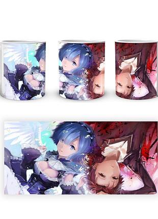 Кружка geekland re:zero. жизнь с нуля в альтернативном мире рем и субару лежат rz.02.359