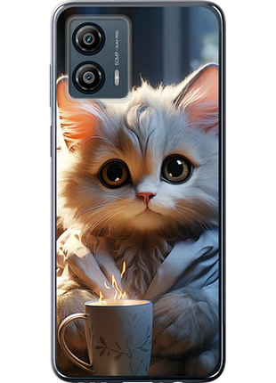 Чохол на motorola moto g53 білий кіт "5646u-3047-851"