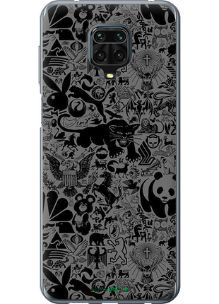 Чехол на xiaomi redmi note 9s чёрно-серый стикер бомбинг "2432u-2029-8094"