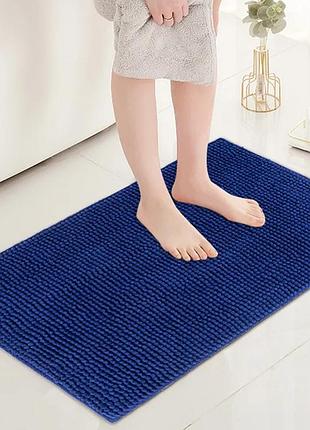 Коврик для ванной комнаты и душа с мягким ворсом bathlux 80*50 из специального нескользящего материала синий