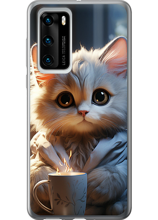 Чохол на huawei p40 білий кіт "5646u-1840-851"