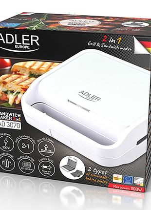 Сендвічниця 2 в 1 adler ad 3070 white 2