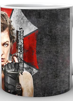 Кружка geekland біла resident evil обитель зла еліс на тлі лого re.02.015