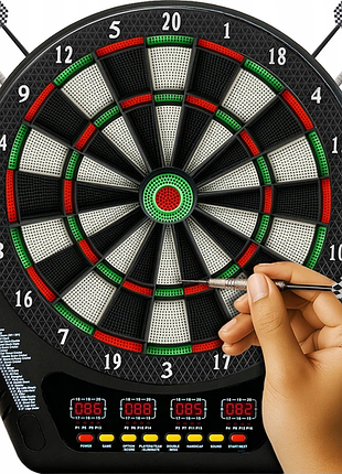 Дартс электронный trizand набор для игры в дротики с 4 led-дисплеями для 1-16 игроков - 6 дротиков (26307)