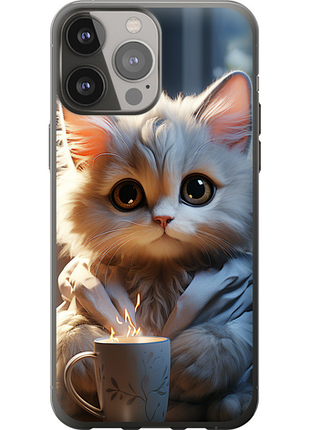 Чохол на iphone 13 pro max білий кіт "5646u-2371-851"