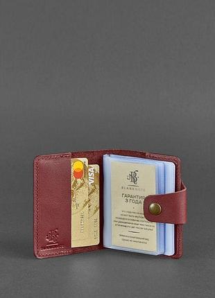 Женский кожаный кард-кейс 7.1 (книжечка) бордовый