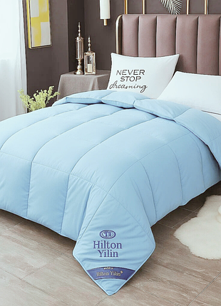 Одеяло двуспальное голубое hilton 200x230 см.гостиничное для дома и гостиниц 4 кг,силиконовый наполнитель