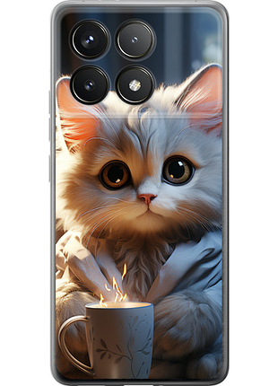 Чехол на xiaomi poco f6 pro белый кот "5646u-3755-851"