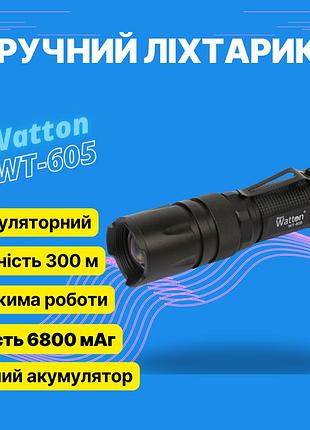 Фонарик watton wt-605 ручной, аккумуляторный, на клипсе с аварийным жезлом