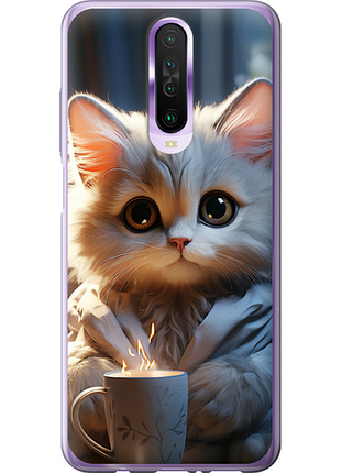 Чохол на xiaomi redmi k30 білий кіт "5646u-1836-851"