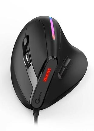 Вертикальная мышь проводная zelotes t-50 с rgb подсветкой