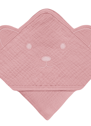 Полотенце lionelo muslin hooded towel pink baby
