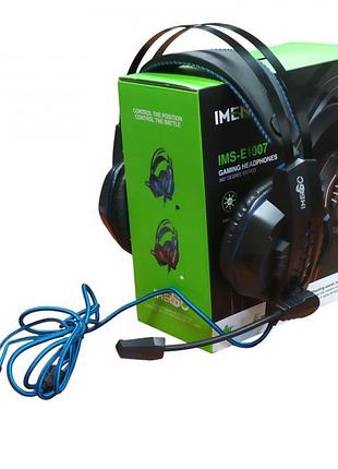 Игровые проводные наушники imenso ims-e1007 rgb usb+3.5 синие