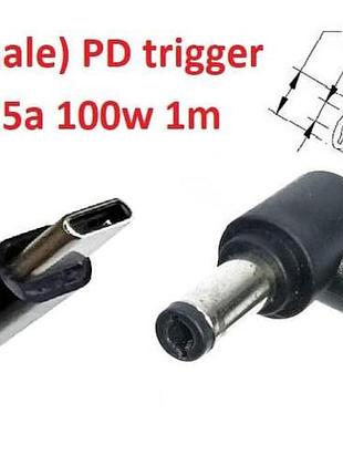 Переходник для ts100, sh72, sq-d60, sq001, t12 на 20v (max 5a, 100w) на 5.5x2.5mm 1m з usb type-c (male) power