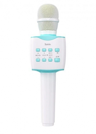 Микрофон с караоке, bluetooth, aux, 1200 мач, hoco bk5 cantando, голубой