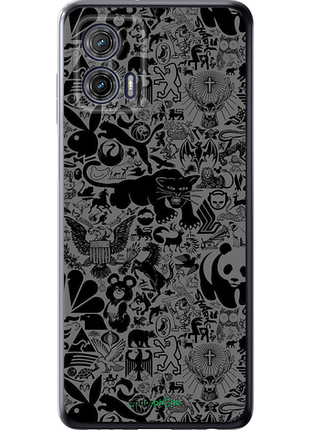 Чехол на motorola g73 чёрно-серый стикер бомбинг "2432u-3196-8094", чехол для телефона
