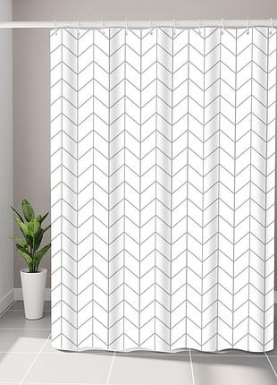 Шторка для ванной комнаты bathlux 180 x 180 см с водоотталкивающим покрытием, белая с серыми ромбиками