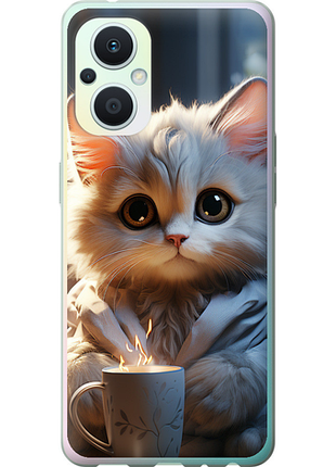 Чохол на oppo reno8 lite білий кіт "5646u-2755-851"