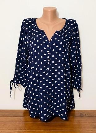 Темно-синя віскозна блуза в горошок bexleys woman (р. 48 евро / xl–2xl)
