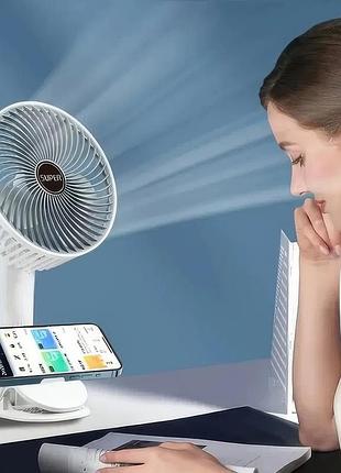Настільний мінівентилятор desktop fan multi-function, білий — акумуляторний із прищіпкою й usb-зарядкою