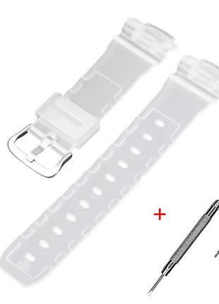 Ремешок для casio g-shock dw-5600/6900/g-5600/gw-m5610 translucent silver