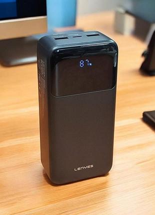 Внешний аккумулятор power bank lenyes px342d 30000 mah, pd22,5w + быстрая зарядка батарея зарядка черный