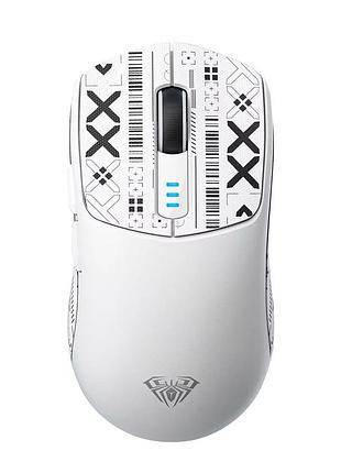 Мышь беспроводная игровая aula sc580 print paw3325, 12000 dpi 2,4g+bluetooth white