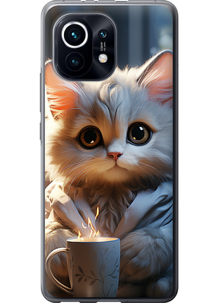 Чохол на xiaomi mi 11 білий кіт "5646u-2253-851"