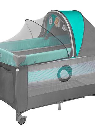 Кроватка-манеж lionelo sven plus turquoise / grey 2