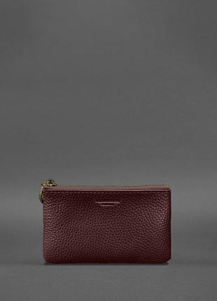 Кожаная монетница / мини-косметичка 3.0 бордовый флотар