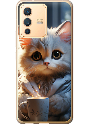 Чохол на vivo v23 білий кіт "5646u-2642-851"