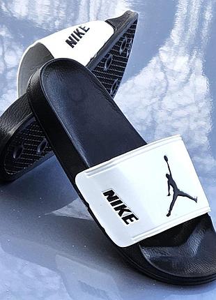 Шлёпанцы nike jordan чёрные сланцы тапочки белые найк женские (размеры: 36,38,39,41)