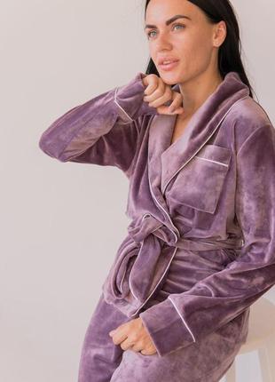 Велюровий оксамитовий плюшевий костюм піжама для будинку велюровий комплект4 фото