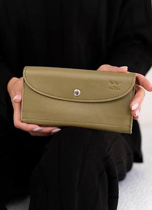 Шкіряний гаманець smart wallet оливкова краста