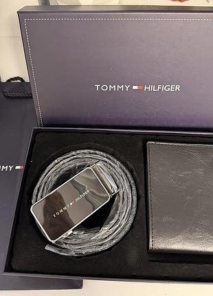 Tommy hilfiger — чоловічий подарунковий набір | ремінь + гаманець | оригінальна упаковка