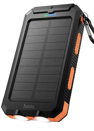 Зовнішній акумулятор power bank hoco j164 platinum solar 8000 mah 10 w, із сонячною панеллю та led-ліхтариком
