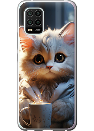 Чохол на xiaomi mi 10 lite білий кіт "5646u-1924-851"