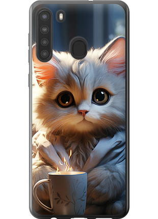 Чохол на samsung galaxy a21 білий кіт "5646u-1841-851"