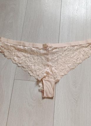 Бежевые ажурные трусики кружные трусы большого размера george 5xl 22