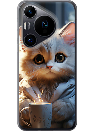 Чохол на huawei pura 70 білий кіт "5646u-3703-851"