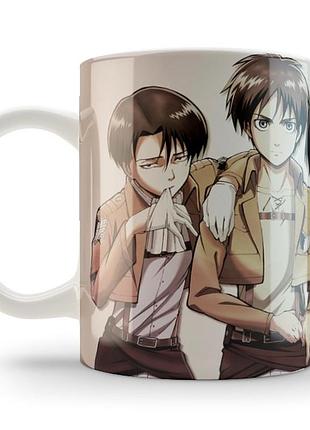 Кружка geek land белая атака титанов attack on titan друзья at.02.025