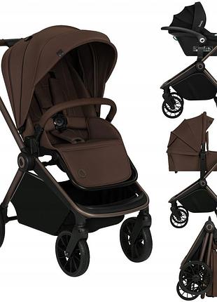 Универсальная коляска 3 в 1 lionelo mika plus 3in1 mocha mousse