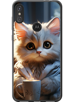Чохол на motorola one power білий кіт "5646u-1588-851"