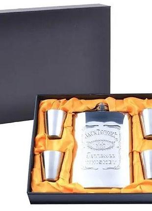 Подарунковий набір із флягою і рюмками jack daniel's (метал)