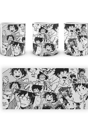 Кружка geekland моя геройская академия my hero academia мидория черно-беллый коллаж mha 02.533