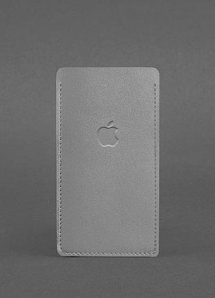 Кожаный чехол для iphone 13 серый 3