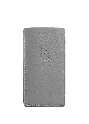 Кожаный чехол для iphone 13 серый 4