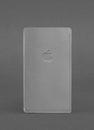 Кожаный чехол для iphone 11 серый 3
