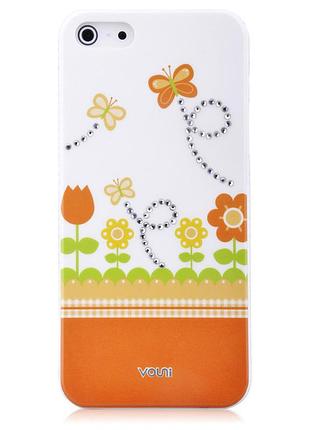 Чехол vouni для iphone 5/5s/5se swarovski orange